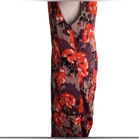 St John Floral Sleeveless Dress - Orange and Black - Picture 2 of 5
